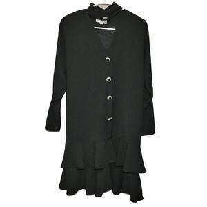 Vintage Andrea Petersel Black Button Choker Midi Dress Size Small